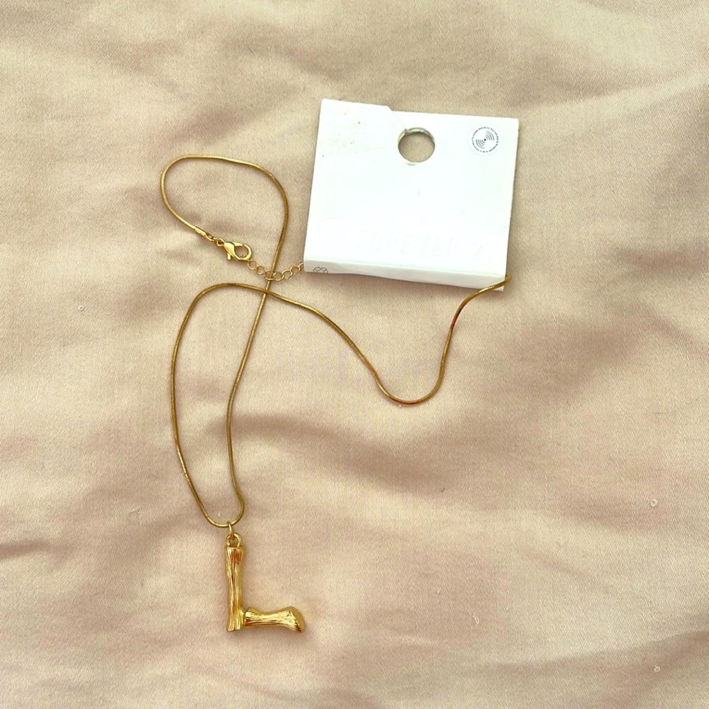Bamboo gold initial necklace